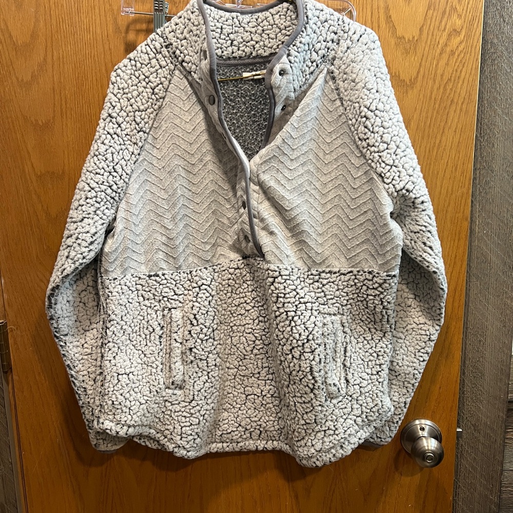 Maurices Gray Chevron Sherpa Hoodie